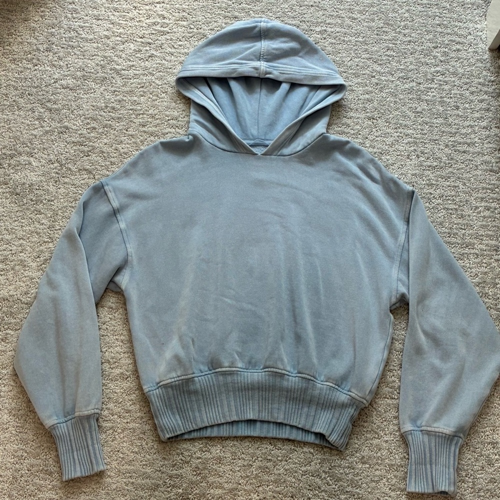 EUC Aerie Blue Cropped Relaxed Fit Hoodie
